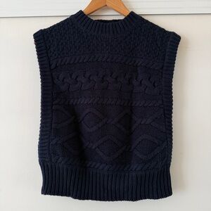 Navy Cable Knit Women's Sweater Vest